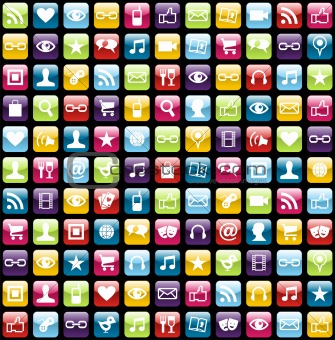 Mobile phone app icons pattern background
