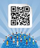 Global social media network around the world with QR code