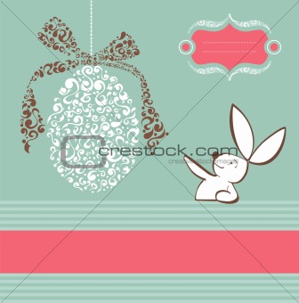 Tribal egg and Easter bunny background 