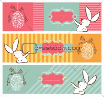 Tribal egg and Easter bunny banners set