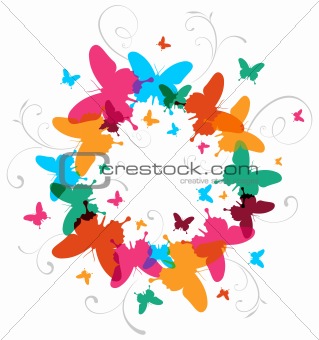 Multicolored Spring Butterfly design background