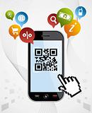 Smart Phone: QR code application vector illustration