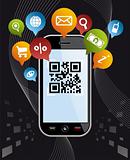 Go social via Smartphone: QR code application on black