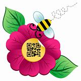 Spring time flower and Bee with qr code