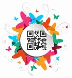 Happy butterfly spring time with qr code label