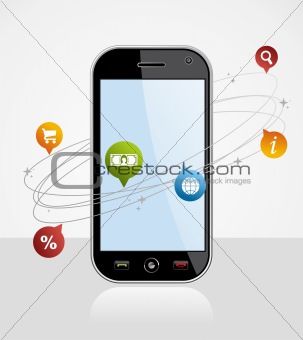 Connection smartphone application on white