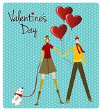 Couple and dog love Valentines day greeting card