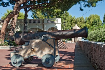 Medieval cannon in old city Monaco
