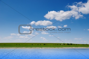 water and green field