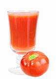 Single glass with red tomato juice