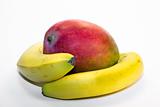 two bananas and a mango