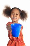 African American children and Asian long hair drinks milk
