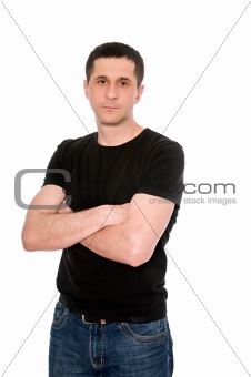man in black T- shirt