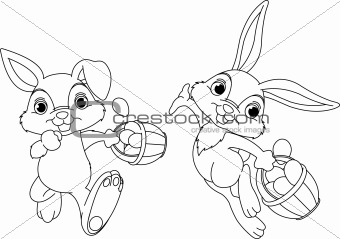 Bunny Hiding Eggs coloring page