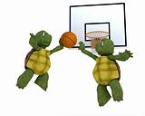 tortoises playing basket ball