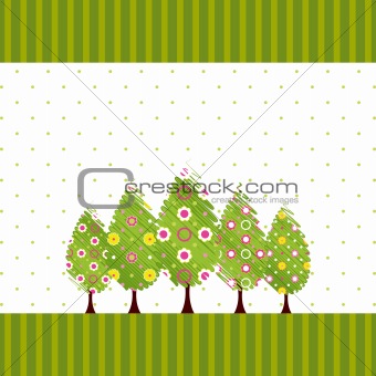 Abstract springtime tree with colorful flower