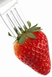 Ripe Red Strawberry On Fork