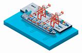 Vector container ship with cranes