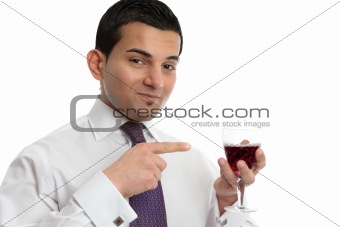 Man showing or presenting wine