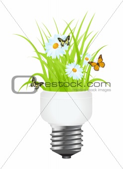Light bulb with grass