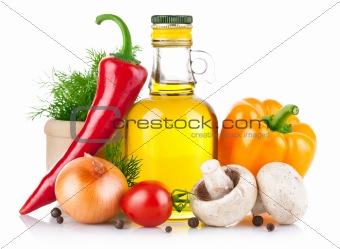 set of vegetables and spice for food cooking