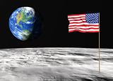 American flag on the moon