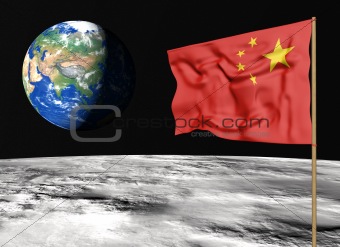 chinese flag on the moon