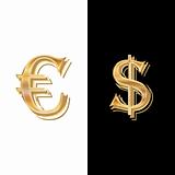Dollar and Euro on a black-and-white background