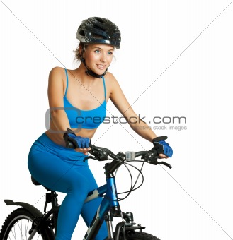 A young attractive woman with bicycle. Healthy lifestyle.