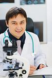 Male doctor working at laboratory