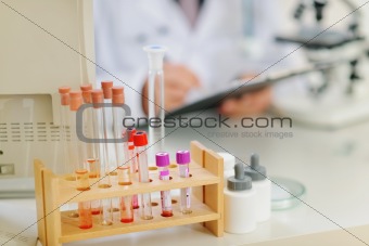 Closeup on table of medical doctor