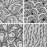 four vector seamless funky monochrome  patterns  