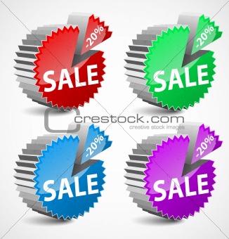 Set of colorful 3d sale labels. Vector illustration