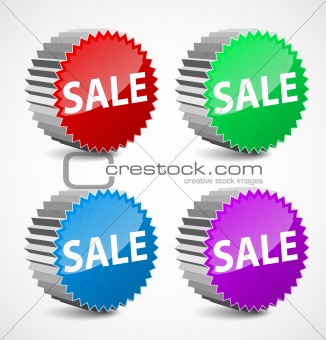 Set of colorful 3d sale labels. Vector illustration