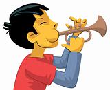 Trumpet player teenage boy