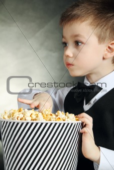 Boy with popcorn