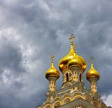 Alexander Nevsky Cathedral in Yalta (Crimea, Ukraine). Copy-space. Perfect Faith concept. Dramatic clouds.