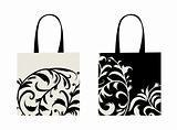 Shopping bag design, floral ornament 