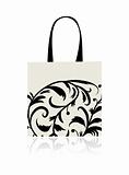 Shopping bag design, floral ornament 