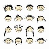 Smiling people icons for your design
