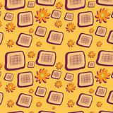 Seamless background with squares and flowers
