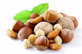 mix nuts - walnuts, hazelnuts, almonds on a white background