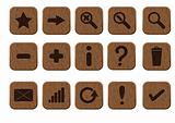 Basic set of 15 wooden icons. Vector illustration eps8