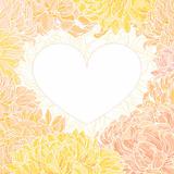 Romantic heart-frame with chrysanthemum