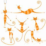 Graceful orange striped cats for your design 