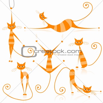Graceful orange striped cats for your design 
