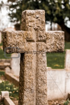 Graveyard stone cross