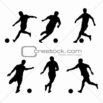 Soccer, football players silhouettes
