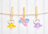 Baby Pacifier Binky Pink on a Clothesline