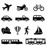 Transportation icons in black